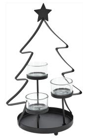 Svícen na 3 svíčky STROMEK 29cm kov.drát/sklo ČER Svícen na 3 svíčky STROMEK 29cm kov.drát/sklo ČER