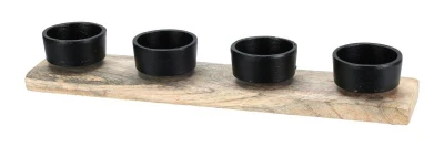 Svícen na 4 svíčky 30,5x6x4,5cm dřevo/kov. ČER Svícen na 4 svíčky 30,5x6x4,5cm dřevo/kov. ČER