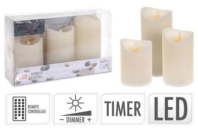 Svíčka Led PLAMEN,dálk.ovl.,stmívání,časovač,SL.KOST (3ks) Svíčka Led PLAMEN,dálk.ovl.,stmívání,časovač,SL.KOST (3ks)