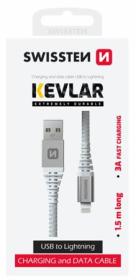 SWISSTEN DATOVÝ KABEL KEVLAR USB / LIGHTNING 1,5 M BÍLÝ SWISSTEN DATOVÝ KABEL KEVLAR USB / LIGHTNING 1,5 M BÍLÝ