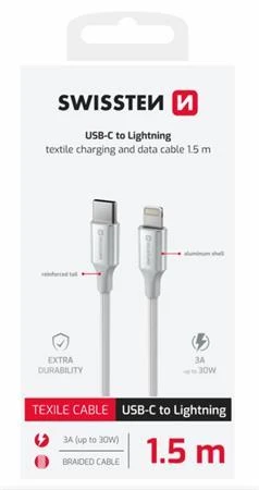 Swissten DATOVÝ KABEL TEXTILE II USB-C / LIGHTNING 1,5 M BÍLÝ Swissten DATOVÝ KABEL TEXTILE II USB-C / LIGHTNING 1,5 M BÍLÝ
