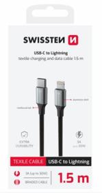 SWISSTEN DATOVÝ KABEL TEXTILE II USB-C / LIGHTNING 1,5 M ČERNÝ SWISSTEN DATOVÝ KABEL TEXTILE II USB-C / LIGHTNING 1,5 M ČERNÝ