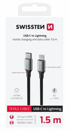 Swissten DATOVÝ KABEL TEXTILE II USB-C / LIGHTNING 1,5 M ČERNÝ Swissten DATOVÝ KABEL TEXTILE II USB-C / LIGHTNING 1,5 M ČERNÝ