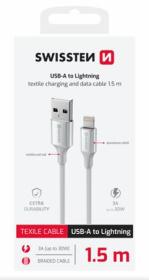 SWISSTEN DATOVÝ KABEL TEXTILE II USB / LIGHTNING 1,5 M BÍLÝ SWISSTEN DATOVÝ KABEL TEXTILE II USB / LIGHTNING 1,5 M BÍLÝ