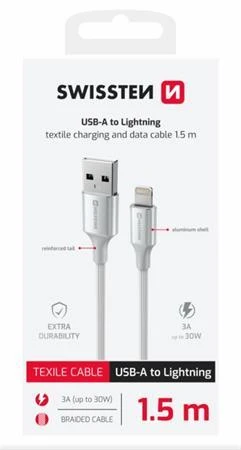 Swissten DATOVÝ KABEL TEXTILE II USB / LIGHTNING 1,5 M BÍLÝ Swissten DATOVÝ KABEL TEXTILE II USB / LIGHTNING 1,5 M BÍLÝ