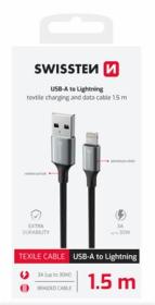 SWISSTEN DATOVÝ KABEL TEXTILE II USB / LIGHTNING 1,5 M ČERNÝ SWISSTEN DATOVÝ KABEL TEXTILE II USB / LIGHTNING 1,5 M ČERNÝ