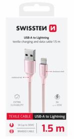 SWISSTEN DATOVÝ KABEL TEXTILE II USB / LIGHTNING 1,5 M RŮŽOVÝ SWISSTEN DATOVÝ KABEL TEXTILE II USB / LIGHTNING 1,5 M RŮŽOVÝ