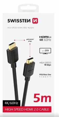 Swissten KABEL HDMI NA HDMI 4K 60Hz 5,0 M PVC Swissten KABEL HDMI NA HDMI 4K 60Hz 5,0 M PVC