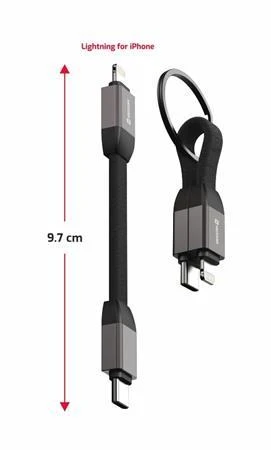 Swissten MAGNETICKÝ KEYCHAIN KABEL USB-C / LIGHTNING 9,7 CM