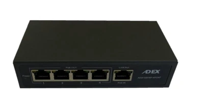 Adex ADS105FRP-4POAF černý 5x LAN, 1x PoE-in reverzní, 4x PoE-out switch