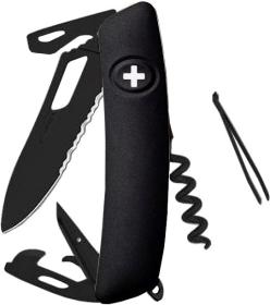 SWIZA Kapesní nůž SH03TR Allblack Single Hand Black Wavy Edge