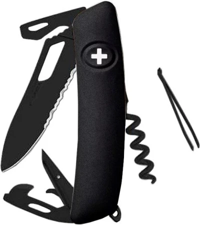 SWIZA Kapesní nůž SH03TR Allblack Single Hand Black Wavy Edge