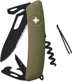 SWIZA Kapesní nůž SH03TR Allblack Single Hand Khaki Wavy Edge