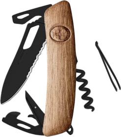 SWIZA Kapesní nůž SH03TR Allblack Single Hand Wood Walnut Wavy Edge