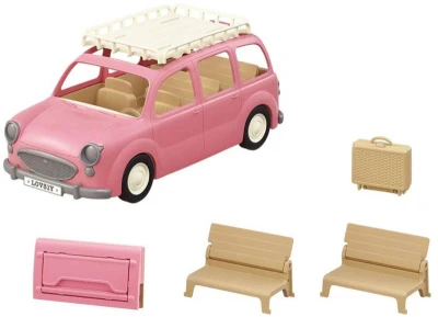 Sylvanian Families Auto Van růžové s nosičem herní set s doplňky plast
