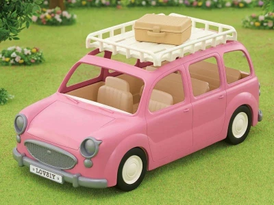 Sylvanian Families Auto Van růžové s nosičem herní set s doplňky plast