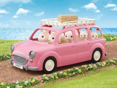 Sylvanian Families Auto Van růžové s nosičem herní set s doplňky plast