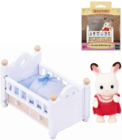 Sylvanian Families baby Chocolate králík + postýlka herní set v krabici