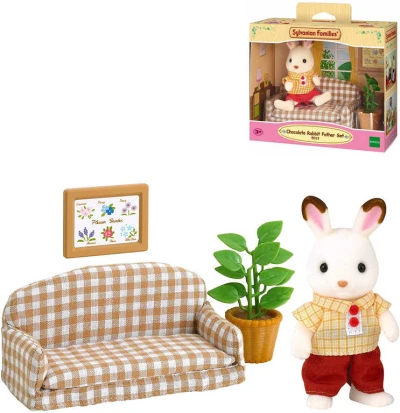 Sylvanian Families Chocolate taťka na pohovce herní set s doplňky
