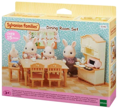 Sylvanian Families jedálenský stôl s stoličkami a kredencou nábytok doplnok k herným sadám