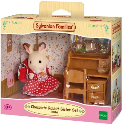 Sylvanian Families nábytek Chocolate králíků sestra + psací stůl s doplňky