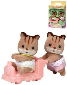 Sylvanian Families Oříškové veverky dvojčata herní set 2 figurky + mašinka Sylvanian Families Oříškové veverky dvojčata herní set 2 figurky + mašinka