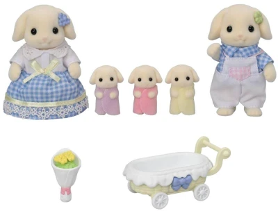 Sylvanian Families rodina Flora králiky s trojčatami set 5 figúrok králičia rodinka