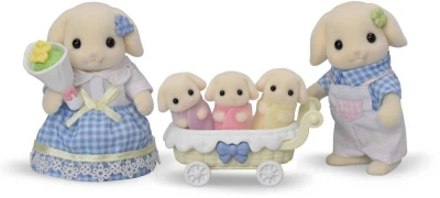 Sylvanian Families rodina Flora králiky s trojčatami set 5 figúrok králičia rodinka