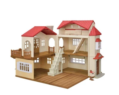 SYLVANIAN Velký patrový dům s červenou střechou na baterie Světlo