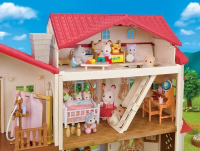 SYLVANIAN Velký patrový dům s červenou střechou na baterie Světlo
