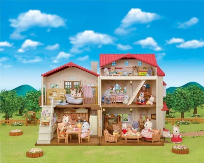 SYLVANIAN Velký patrový dům s červenou střechou na baterie Světlo