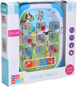 Tablet baby naučný česky mluvící se zvířátky na baterie Světlo Zvuk CZ