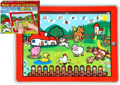 Tablet naučný interaktivní Moje první zvířátka 24x19cm na baterie Světlo Zvuk