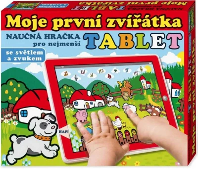 Tablet naučný interaktivní Moje první zvířátka 24x19cm na baterie Světlo Zvuk