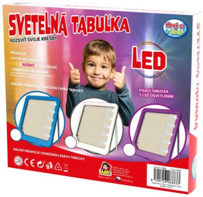 Tabulka světelná kreslicí set s fixy a hadříkem na baterie LED Světlo 3 barvy