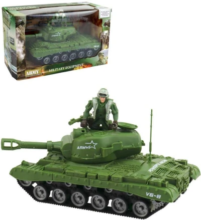 Tank obrněné vozidlo 26cm na setrvačník set s figurkou a doplňky plast Tank obrněné vozidlo 26cm na setrvačník set s figurkou a doplňky plast
