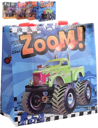 Taška dárková 20x20x9cm Monster Truck 4 druhy