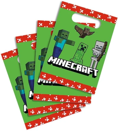Taška dárková papírový sáček set 4ks Minecraft 16,5x23cm Taška dárková papírový sáček set 4ks Minecraft 16,5x23cm