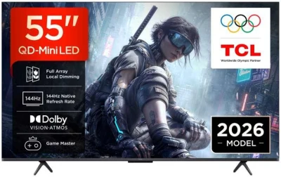 TCL 55T8D SMART TV 55" QLED/4K UHD/Direct LED/144Hz/4xHDMI/1xUSB/LAN/GoogleTV