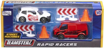 Teamsterz auto závodní set s dodávkou a doplňky Rapid Racers 2 druhy kov