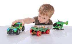 Teamsterz lov dinosaurů set 2 auta s vrtulníkem na baterie Světlo Zvuk plast