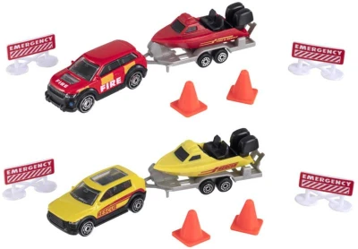 Teamsterz námořní záchranná služba set auto s přívěsem a člunem 2 druhy kov
