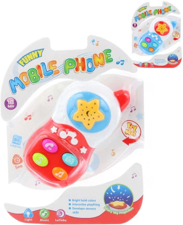 Telefon baby projektor noční obloha 2v1 na baterie Světlo Zvuk 2 barvy