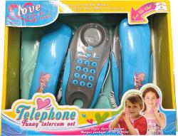 Telefony dětské pokoj-pokoj šedo-modré 2ks drátové na baterie Zvuk Telefony dětské pokoj-pokoj šedo-modré 2ks drátové na baterie Zvuk