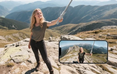 Telesin P1-TSS-002 bílo-stříbrný 1,8 m selfie držák / stativ