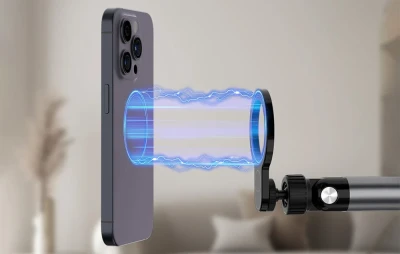 Telesin P3-DS-02 stříbrno-černý magnetický stolní stativ na telefon
