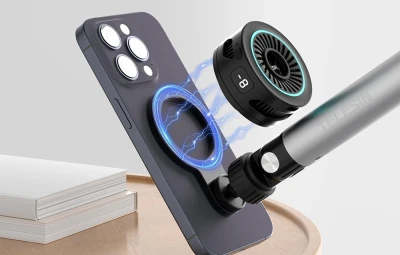 Telesin P3-DS-02 stříbrno-černý magnetický stolní stativ na telefon