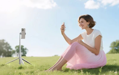 Telesin P5-RMT-07 béžová přídavná selfie obrazovka pro chytré telefony (iOS/Android)
