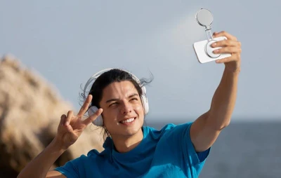 Telesin S5-BGD-01 stříbrno-bílé selfie světlo s magnetickým držákem telefonu