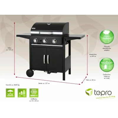 Tepro 3152 Mayfield 3 plynový gril se třemi hořáky 9 kW